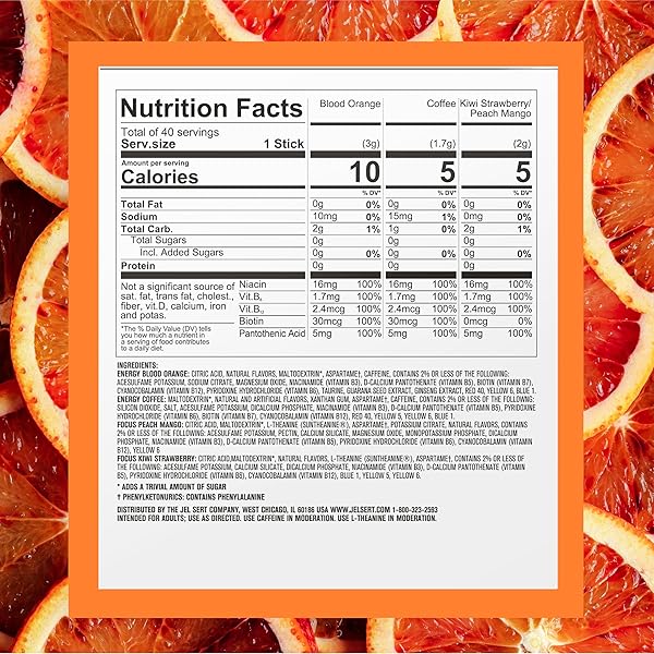 PURE KICK ENERGY AND FOCUS SINGLES TO GO DRINK MIX VARIETY PACK,BLOOD ORANGE, COFFEE, STRAWBERRY KIWI AND PEACH MANGO, 40 COUNT (PACK – 1)