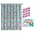 Jay Franco Nickelodeon JoJo Siwa Retro Rainbow 14 Piece Bathroom Set - Includes Shower Curtain, 12 Hooks, & Non-Slip Bath Rug - Easy Care Fabric Features Unicorn (Official Nickelodeon Product)