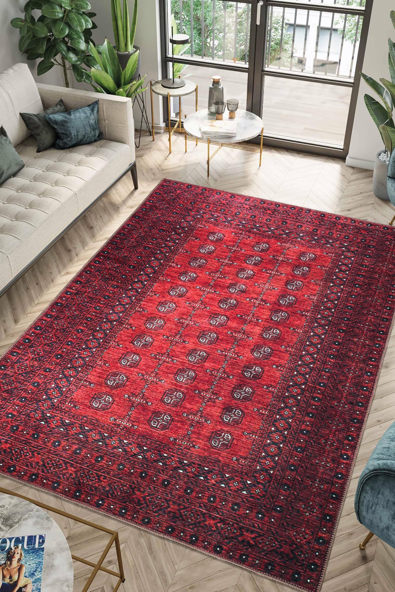 Photo 1 of Keen Home Design 3x5 Rug - Machine Washable Entry Rug with Non-Slip Backing, Ideal for Enteryway, Kitchen, Bathroom, Laundry Room - Vintage, Easy Clean, Durable, Low Pile Rug - (3' x 5')