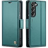 QLTYPRI Wallet Case for Samsung Galaxy S22 Plus, Premium PU Leather Magnetic Flip Folio Case with RFID Blocking Credit Card Slots Kickstand Shockproof Protective Phone Case Cover - Green