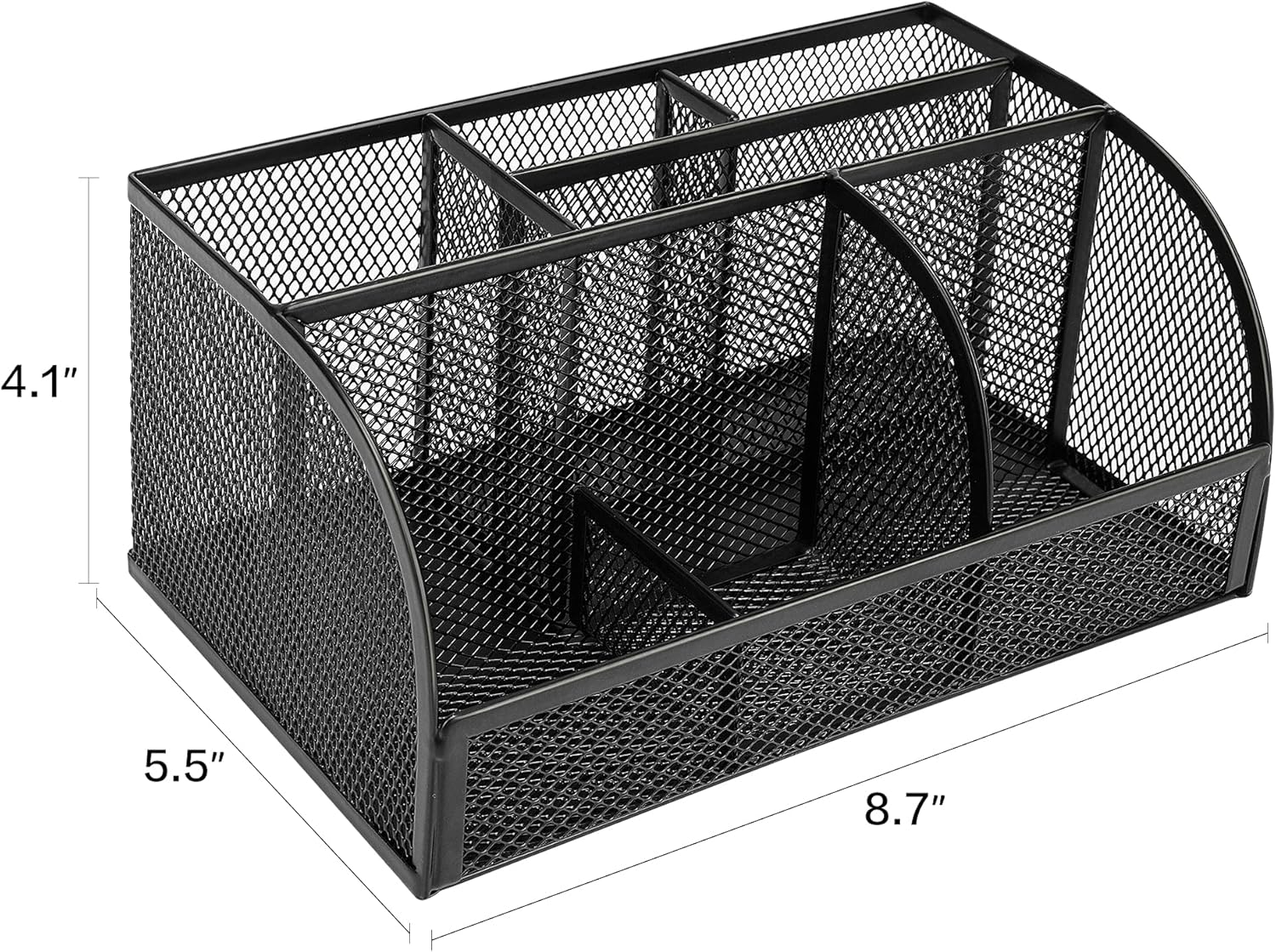 Deli Mesh Desk Organizer Office Supplies Caddy with Pen Holder and Storage Baskets for Desktop Accessories, 7 Compartments, Black : Office Products