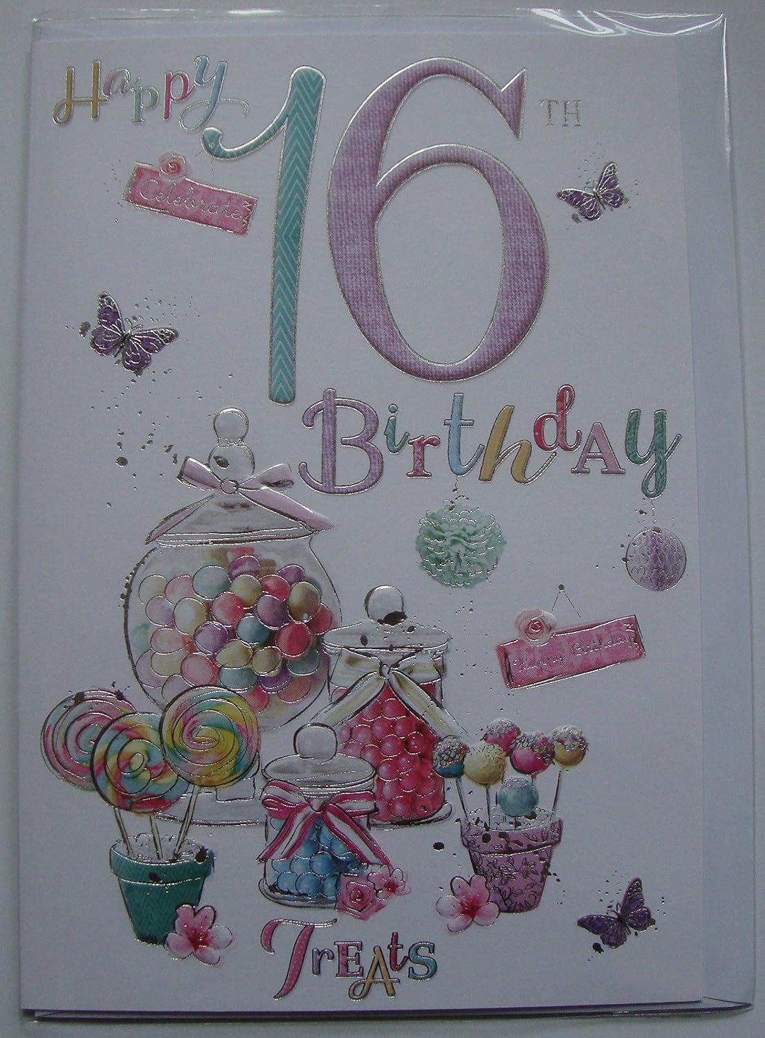 16th Birthday Card Girls Treats With Insert Verse Amazon.co.uk