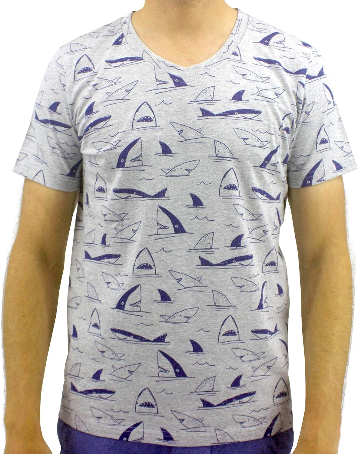 ROCK ATOLL Men's Fun Colorful Novelty Print V-Neck Short-Sleeve T-Shirt S-XXL