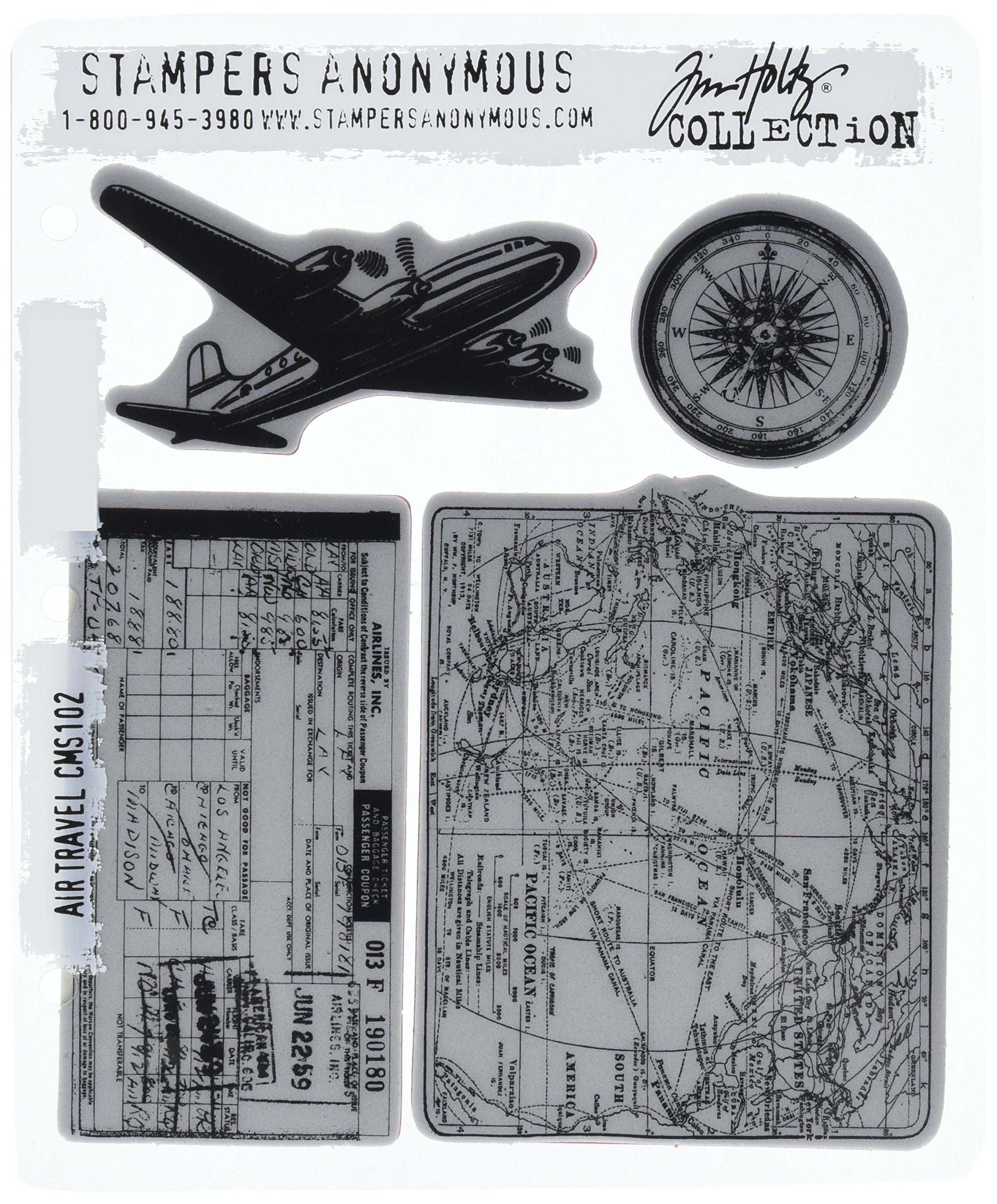 Tim Holtz Cling Rubber Stamp Set Air Travel,Red,7 x 8.5-inch