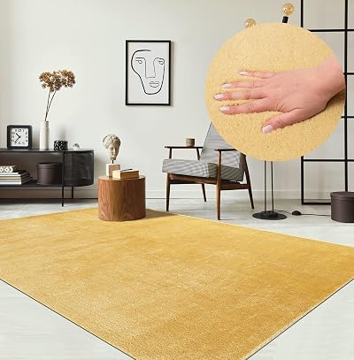 the carpet Relax Modern Fluffy Short Pile Rug 80 x 150 cm Gold
