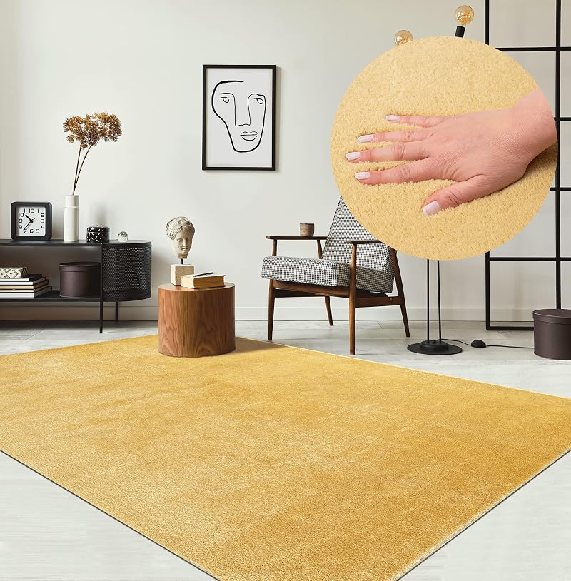 the carpet Relax Rug Gold 60 x 110 cm Non-Slip Washable Short Pile