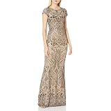 betsy and adam long sleeve sequin gown