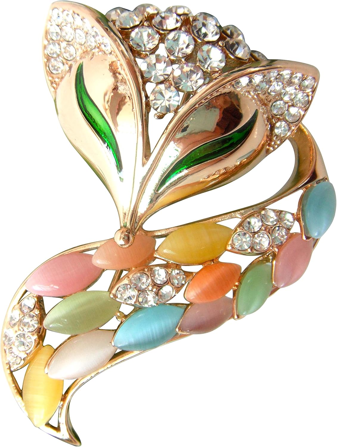 Navachi 18k Gold Plated Colorful Opal Crystal Fox Lowrie Head Tail Az7875 Brooch pins