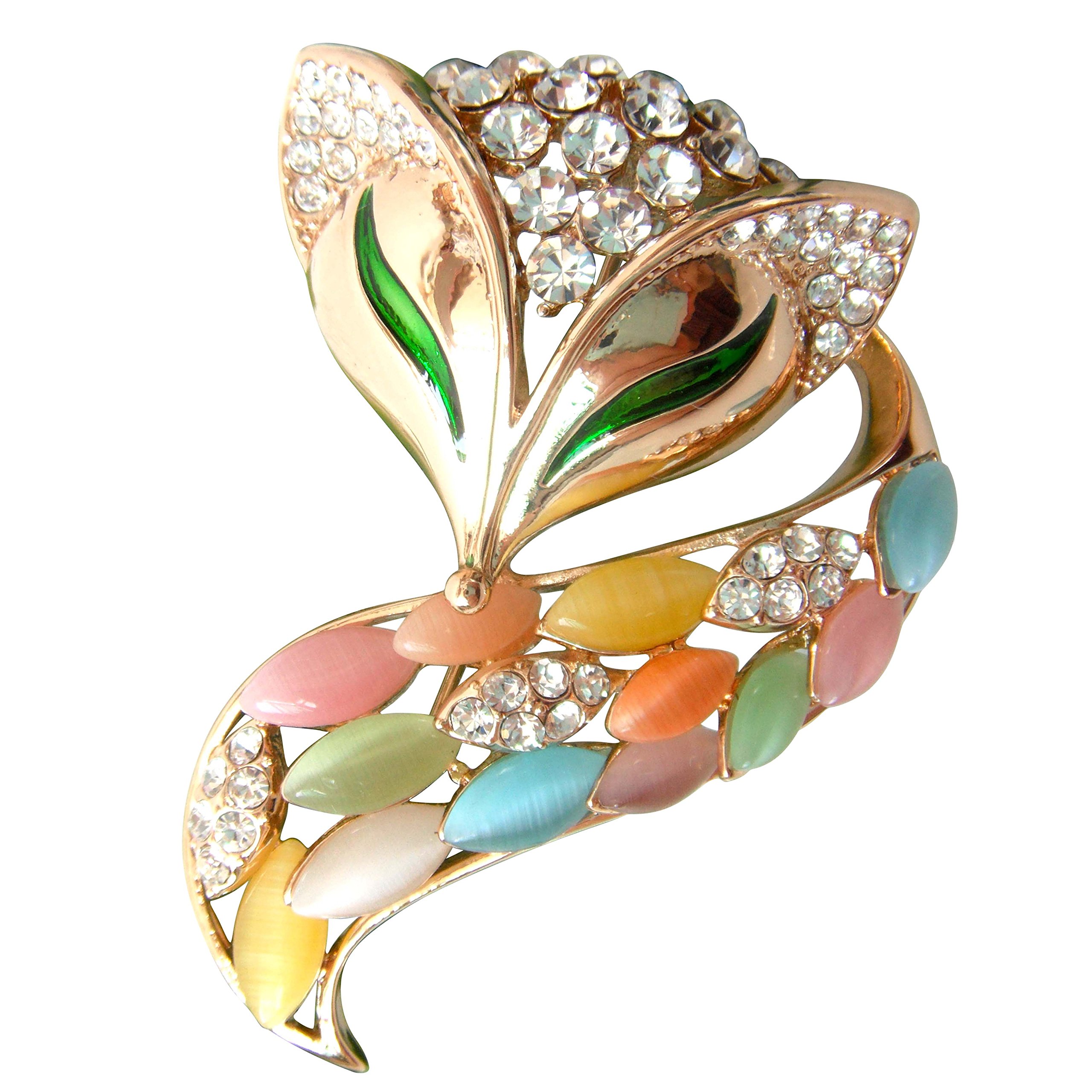 Navachi 18k Gold Plated Colorful Opal Crystal Fox Lowrie Head Tail Az7875 Brooch pins