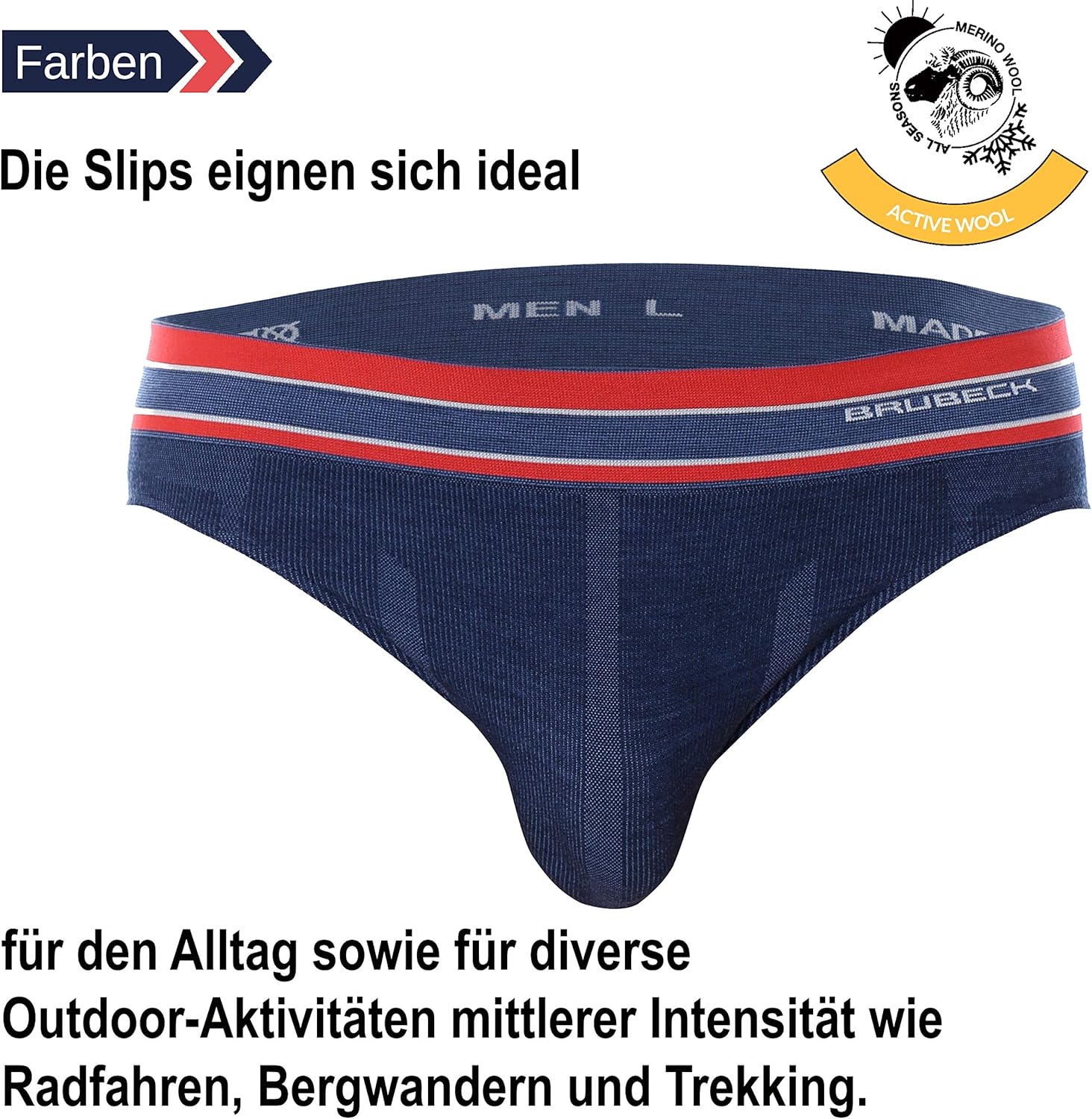 Sport & Freizeit Sets Brubeck 3er Pack Merino Herren Slips Fitness