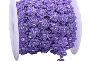 KAOYOO 10 Yards Flower Shaped Beaded Chain Trim with Rhinestone for Wedding,Decoration,DIY