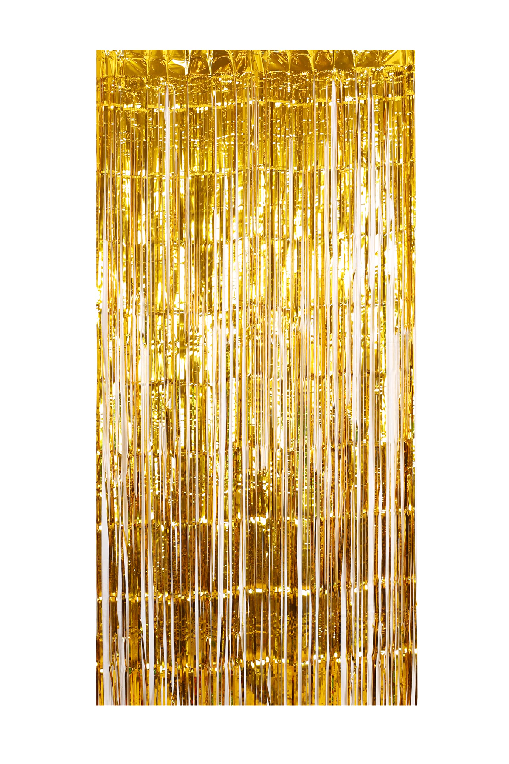 1 Piece Metallic Tinsel Foil Fringe Curtain, Shiny Hanging Streamers, Long Strands Decoration, Colourful Sparkle, Photo Booth Backdrop (Gold, 1m width x 2m Height)