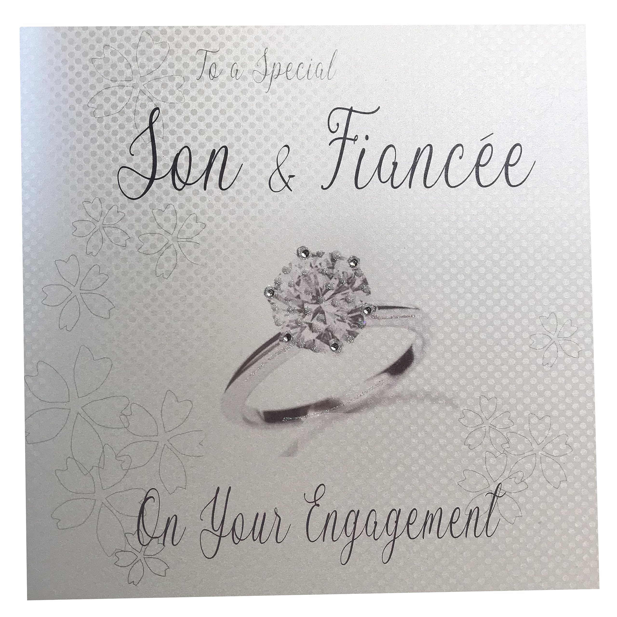 WHITE COTTON CARDS To a Special Son & Fiancee Handmade Engagement Card, XLWB221,,22x22cm