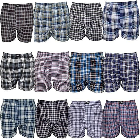 MAS International Ltd Pack of 12 Knocker Men's Check Boxer Shorts Pants