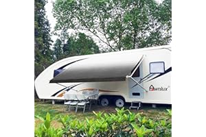 AWNLUX RV Awning Fabric Replacement Waterproof Vinyl Shade Screen for Awnings Camping Universal Fit Fabric Sun Shade UV Sun B