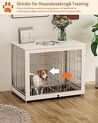 Piskyet Wooden Dog Crate Furniture with Divider