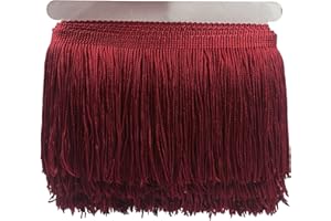 YYCRAFT 10 Yards 6 Inch Wide Tassel Curtain Fringe Trim by The Yard for DIY Sewing Crafts Clothing Curtains Decoration-Burgundy