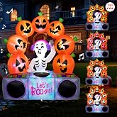 Joiedomi 6 FT Halloween Inflatable Music Skeleton and Pumpkin with Colorful LEDs, Blow Up Outdoor Yard Decoration for Party Decor