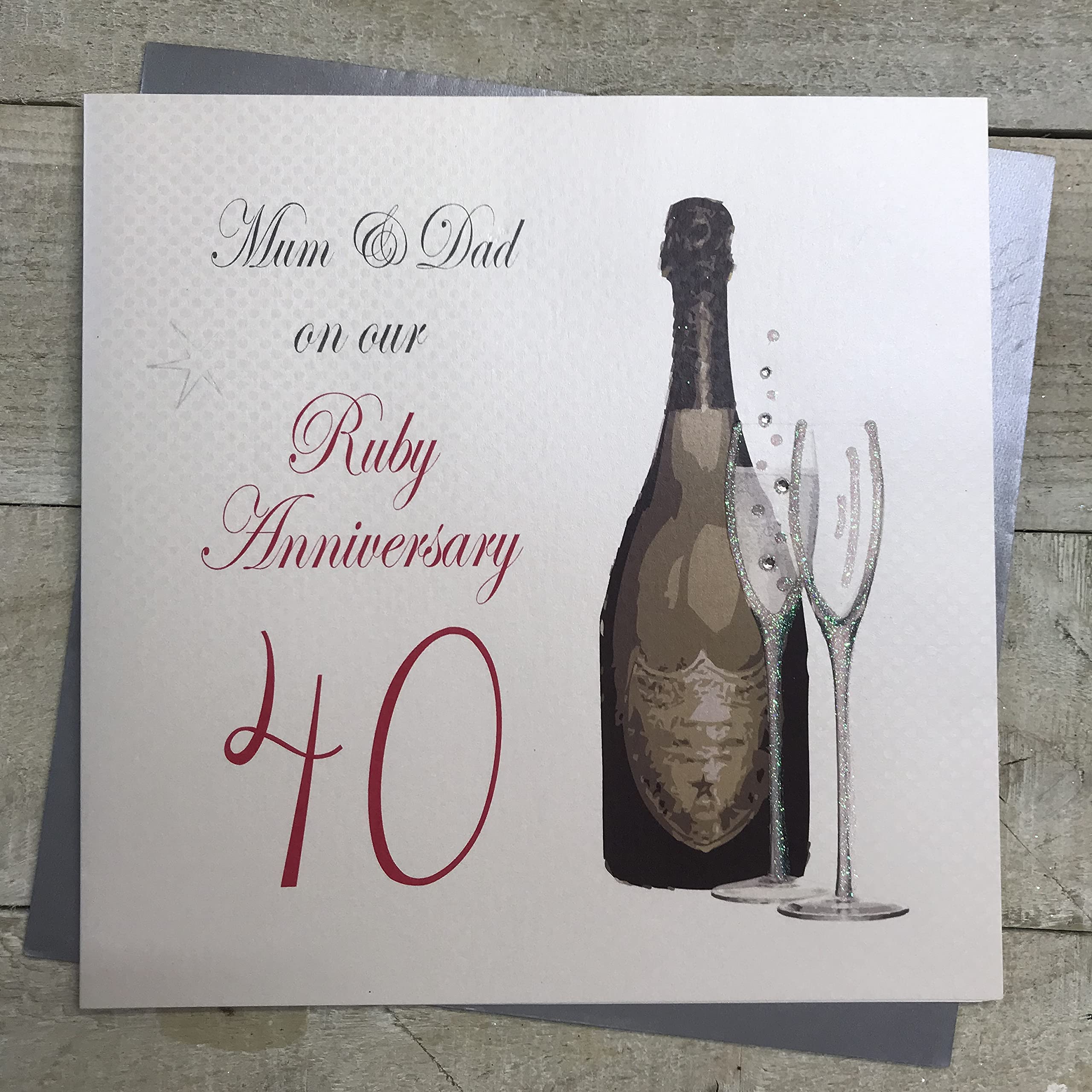 WHITE COTTON CARDS Mum & Dad On Your Ruby 40, Handmade 40th Anniversary Card, (Code XA40M)