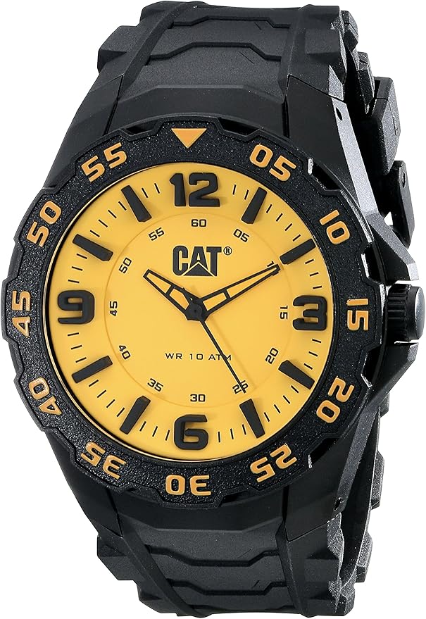 Cat Men's Quartz Watch with Yellow Dial Analogue Display and Black