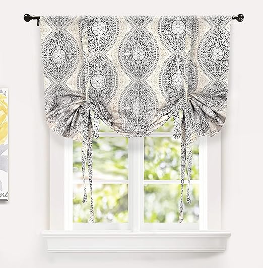 Amazon Com Driftaway Adrianne Tie Up Curtain Damask Floral