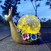 QCF Solar Snail Garden Decorations Outdoor Lights Yard Decor,Resin Fariy Statues Cracked Glass lamp Outside for Backyard Patio Lawn Porch,Unique Gifts for Women Mom Grandma