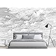 LOOWAP Black and White Cloud Wallpaper Wall Mural for Bedroom Living Room(Not Peel n' Stick)