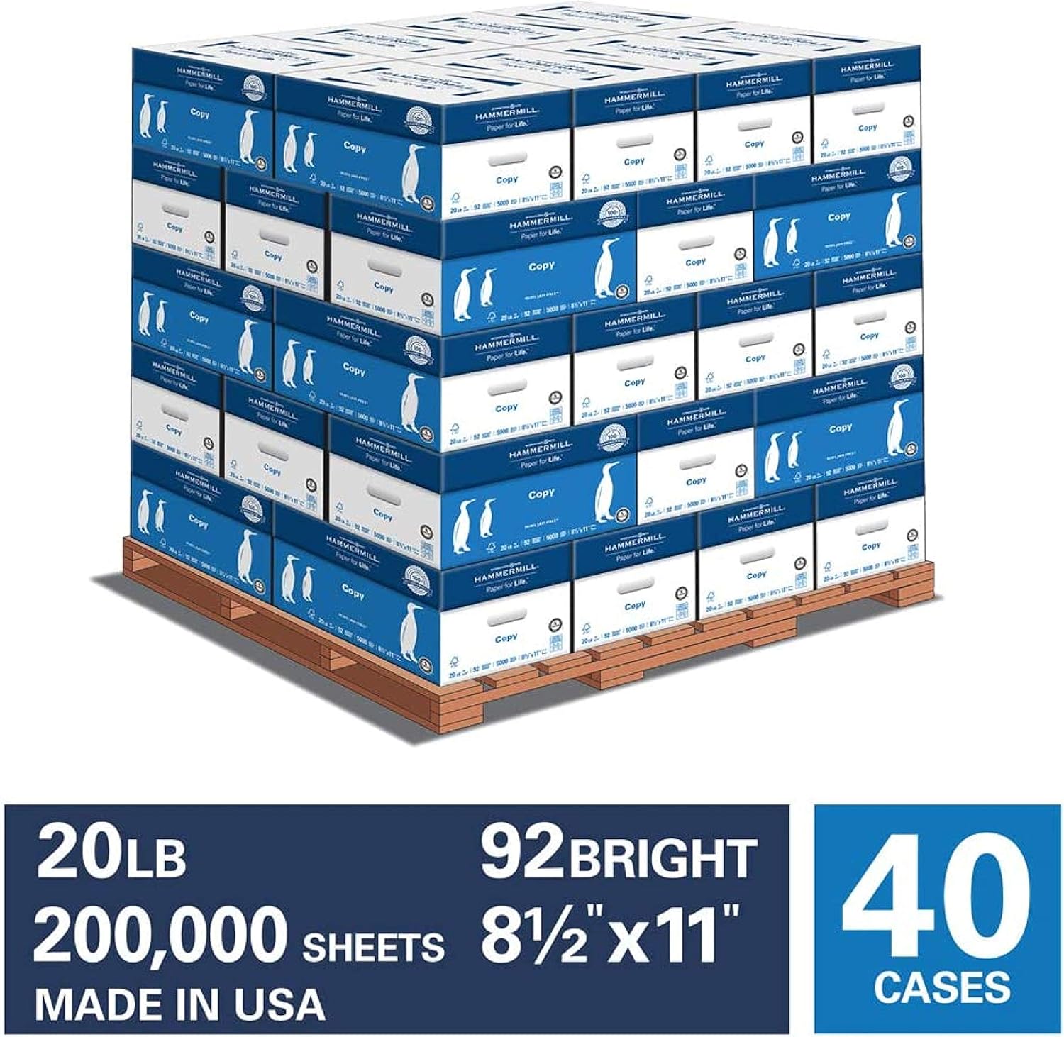 Hammermill 20lb Copy Paper, 8.5 x 14, 1 Ream, 500 Sheets, Made in USA, Sustainably Sourced From American Family Tree Farms, 92 Bright, Acid Free, Economical Multipurpose Printer Paper, 105015R : Multipurpose Paper : Office Products
