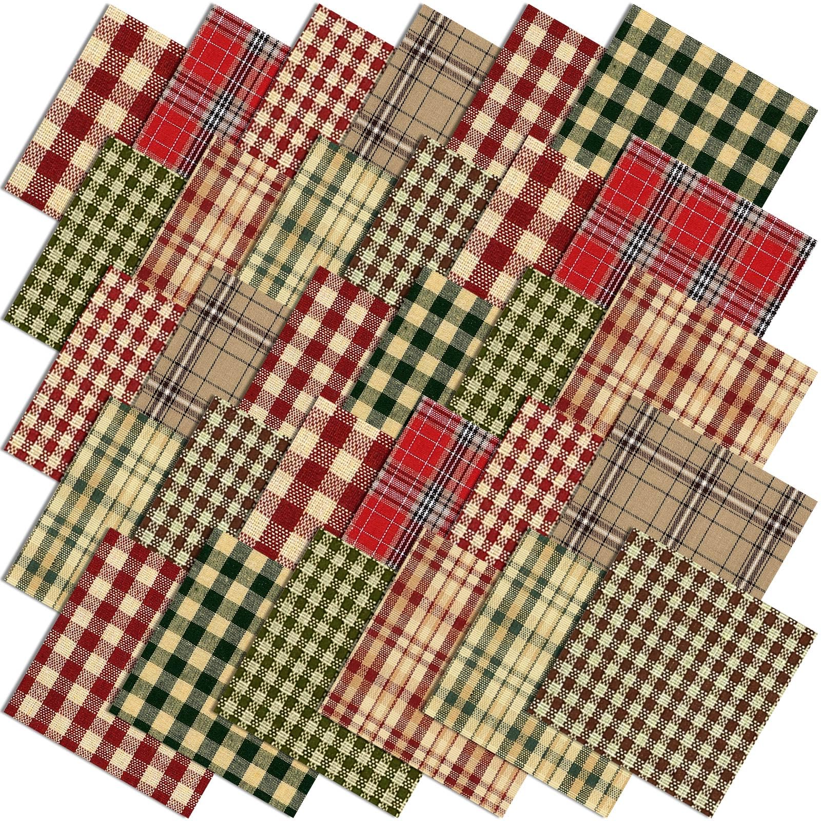 Photo 1 of Fanfanwin 60 Pcs 10 x 10 Inch Vintage Christmas Quilting Fabric Plaid Homespun Cotton Fabric Jelly Squares Lattice Rustic Precut Santa Claus Quilting Strips for Xmas Craft Sewing DIY