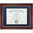 CORE ART 11x14 Diploma Frame Display Certificates 8.5 x 11 with Navy Mat or Documents 11 x 14 without Mat, College Degree Wooden Frame with Tempered Glass for Wall and Tabletop Display(Cherry Red)