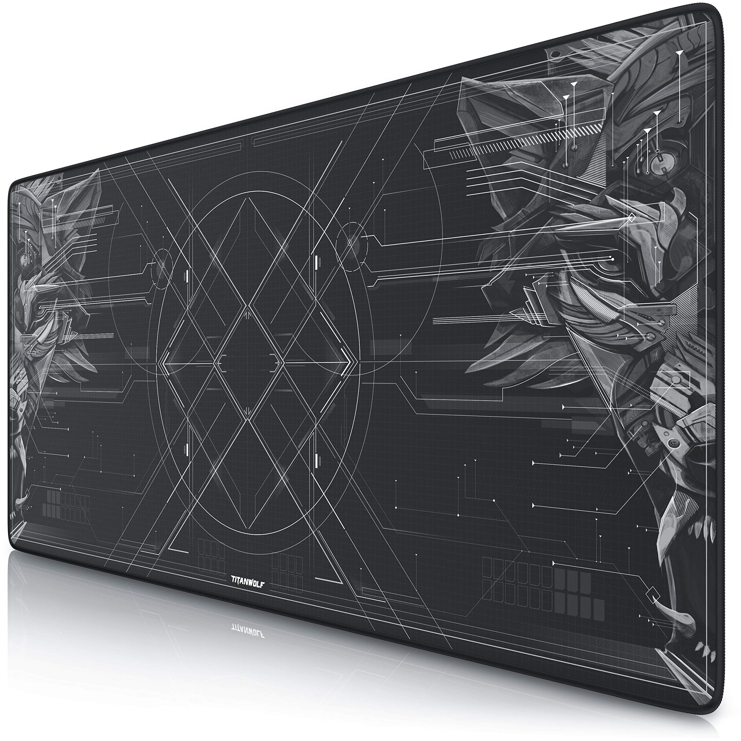 TITANWOLF XXL Speed Gaming Mouse Pad - Mouse Mat 900 x 400 x 3mm - XXL mousepad - table mat large size - improved precision and speed - rubber base for stable grip on smooth surfaces