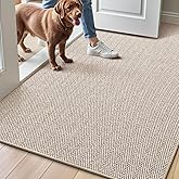 LUMI Ultra Thin Indoor Door Mat for Entrance 48"x72", Non Slip Entryway Mat, Low Profile Doormat, Unique Herringbone Design Carpet for Inside, Patio, Porch, Beige