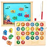 Wooden Magnetic Fishing Game for Toddlers, Alphabet