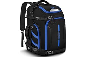 YOREPEK 65L Ski Boot Bag, Waterproof Ski Snowboard Backpack with Clamshell Opening, Separate Compartments for Boots, Helmet, Goggles, Jacket, Pants, Accessories for Adults, Mini Pockets for AirTag