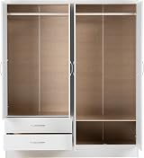 Seconique Nevada 4 Door 2 Drawer Wardrobe White Gloss Metal Handles view 6