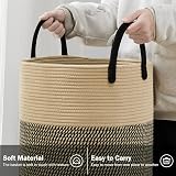 YOUDENOVA Cotton Rope Laundry Basket Large 58L 38x50 cm Grey Brown view 3
