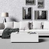 SONOROUS Premium Tempered Glass Coffee Table - Modern White Rectangular Coffee Tables for Living Room - High Gloss Fingerprint Resistant Mid Century Design - Stylish Living Room Furniture &amp; D&eacute;cor