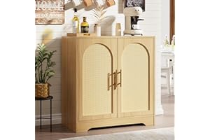 76 cm Sideboard Buffet Cabinet- with 2 Rattan Doors, Large Storage Console Table & Modern Accent Coffee Bar Cabinet for Livin