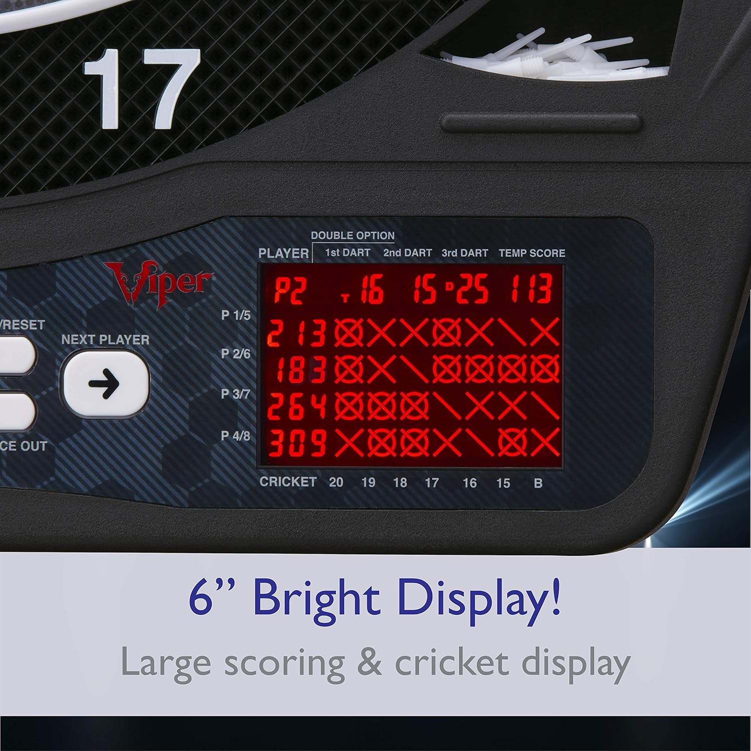 Viper Ion Electronic Dartboard, Illuminated Segments, Light Based Games, Green And Blue Segment Colors, Ultra Thin Spider to Increased Scoring Area, Target Tested Tough Segment For Enhanced Durability : Sports & Outdoors