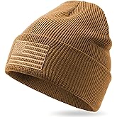 OUTDOOR SHAPING American Flag Embroidered Knit Cuffed Beanie for Men Women Tactical Winter Warm Hat