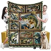Fishing Blanket, Fishing Gifts for Women Men, Cozy Fuzzy Soft Throw Blanket for Couch Bed Sofa Travel, Lightweight Plush Flannel Fleece Blankets and Throws Size 50" x 60"