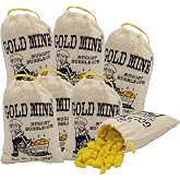 Fruidles 24-Pack Miner's Gold Nugget Bubble Gum Candy, Rock Bubble Gum, Party Bag Fillers, in Draw String Bags, 2oz Bag