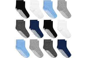 Tphon Toddler Socks, Baby Non Slip Socks for Boys Girls 12 Pairs Kids Infants Children Sock 6M-10Years