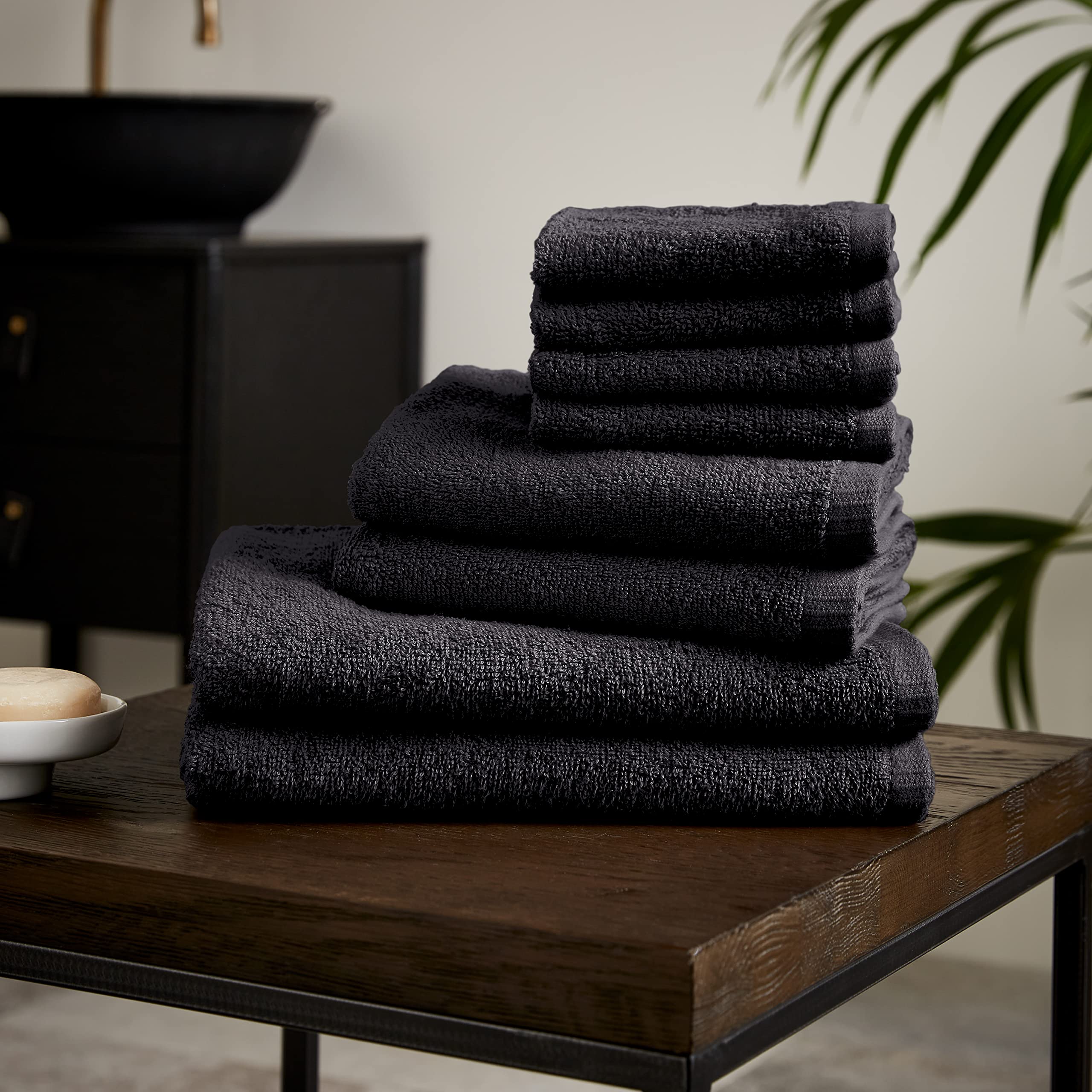 Catherine Lansfield Quick Dry Cotton 8 Piece Towel Set Black