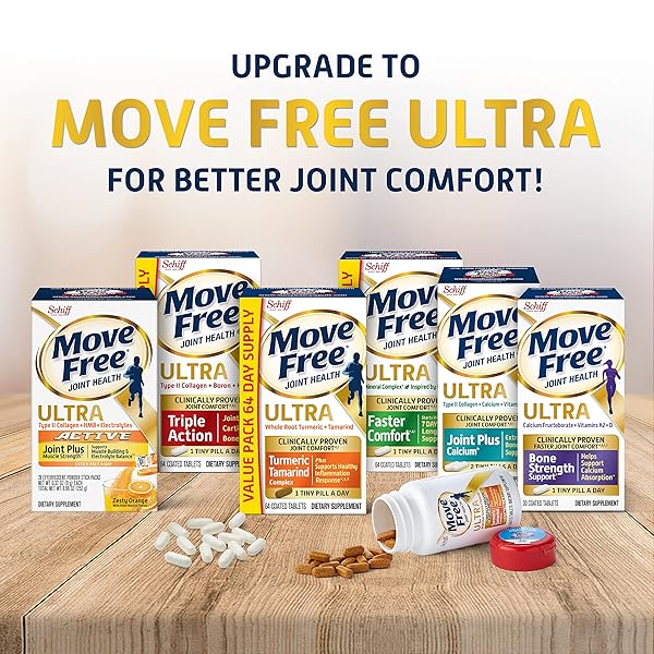 MOVE FREE ADVANCED GLUCOSAMINE CHONDROITIN MSM JOINT SUPPORT SUPPLEMENT, SUPPORTS MOBILITY COMFORT STRENGTH FLEXIBILITY & BONE – 120 COUNT (PACK OF 3)