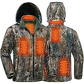 Wild Cedar Men's Heated Camo Jacket with Rechargeable Battery Pack, 10000mAh Electric Heating Coat for Hunting