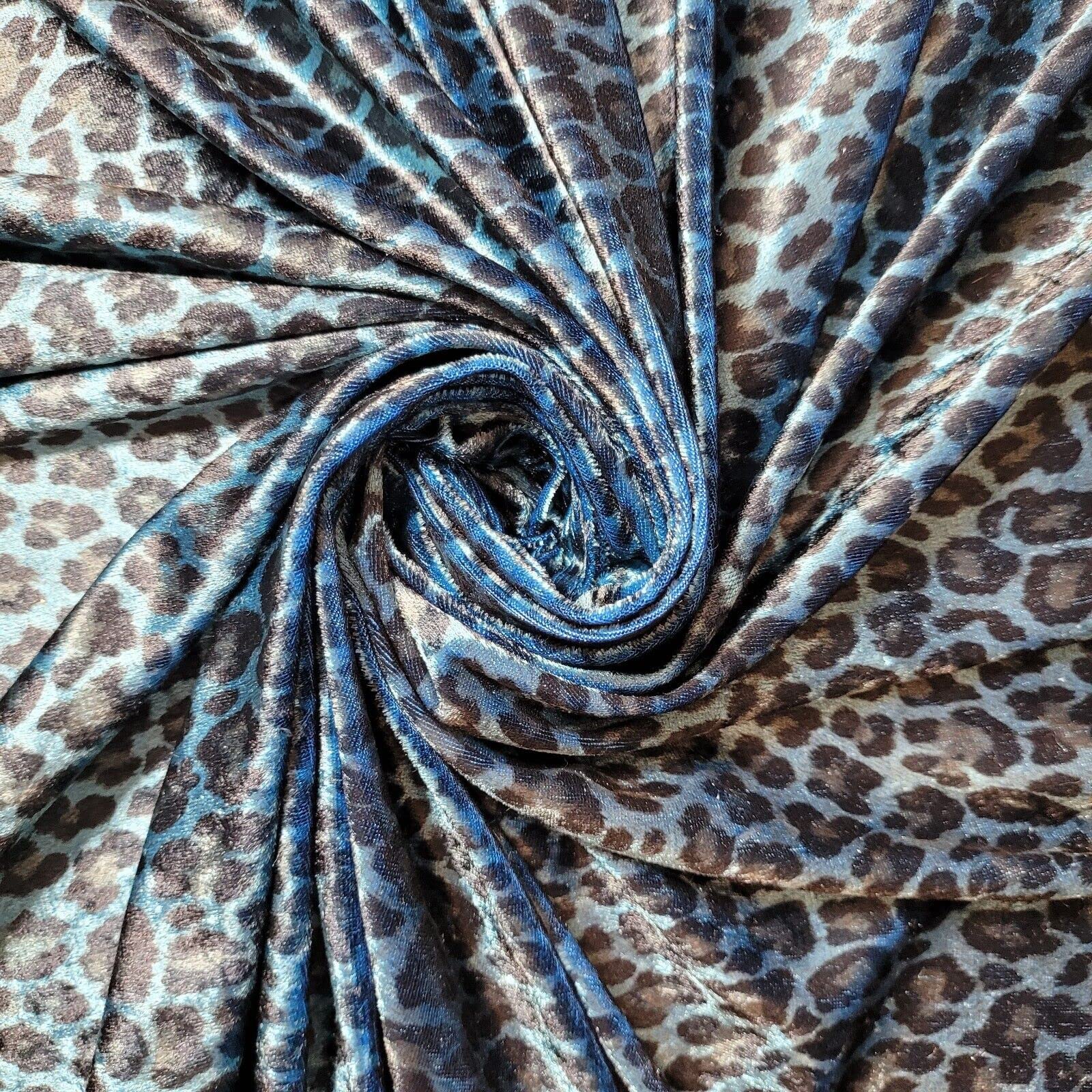 Soft Luxurious Vintage Tropical Animal Butterfly Polka Printed Crush Velvet Stretch Fabric Material 58" - 150cm Wide Suitable for Curtains & Upholstery (Jade Leopard)