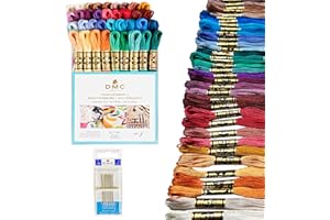 CHARMING MELODIE DMC Embroidery Floss, Anniversary Collection Pack. 36 Colors Cotton Embroidery Thread Bundle with Hand Embroidery Needle Size 18. Premium Cross Stitch String Set. Yarn Kit, DMC Mouline Threads.