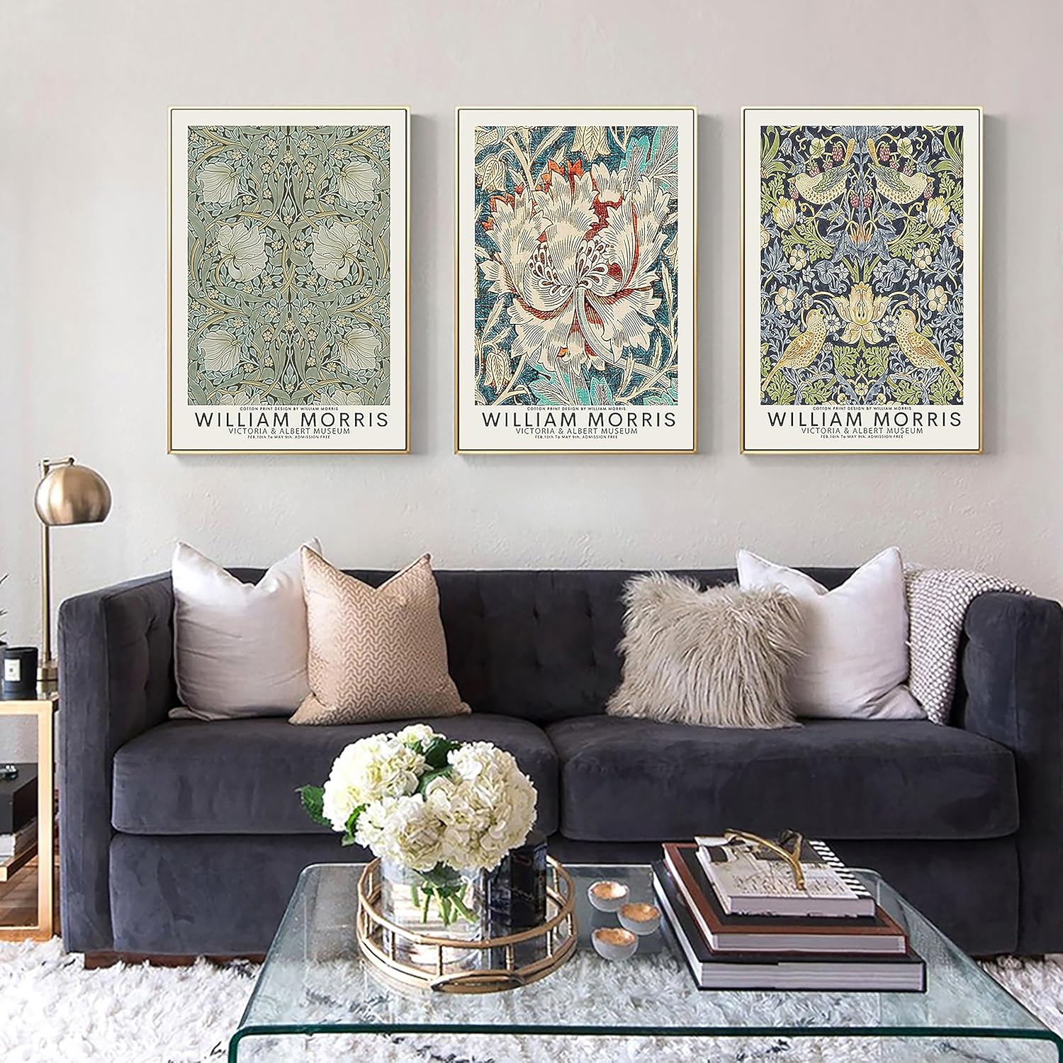 Paintings - William Morris Wall Art Prints Famous Artist Patterns Eclectic Aesthetic Vintage Decor William Morris Exhibition Posters Fine Gallery Pictures Artwork Vintage Botanical Art Prints for Room Decor 16*24inch*3 Unframed (E, 16*24 inch Unframed)