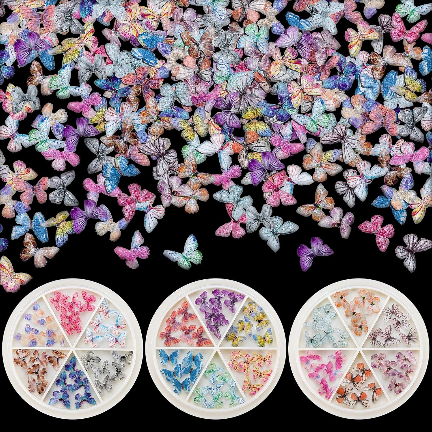 PAGOW 90pcs 3D Acrylic Butterfly Charms for Nails, 18 Colors Butterfly Nail Glitter Sets, Novel Design Acrylic Butterfly Nail Charms for Nail Art Decoration & DIY Crafting Design: Kitchen & Dining